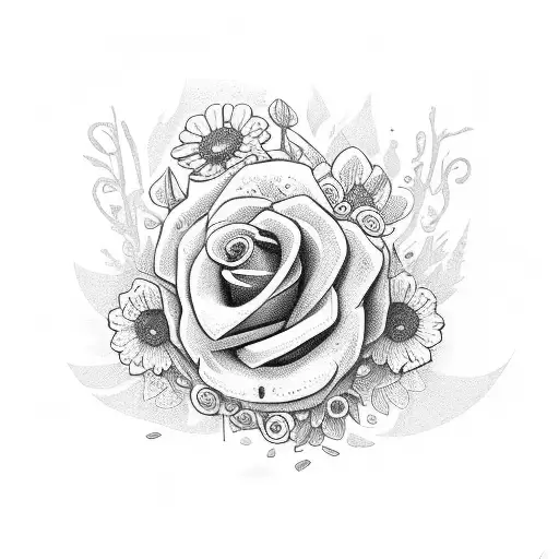 beer bottle with flowers tattoo design idea