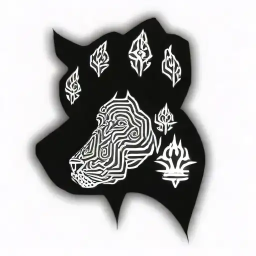Rhodesian Ridgeback face in a paw print tattoo design idea