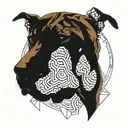 Rhodesian Ridgeback face in a paw print tattoo design idea