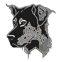 Rhodesian Ridgeback face in a paw print tattoo design idea