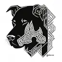 Rhodesian Ridgeback face in a paw print tattoo design idea