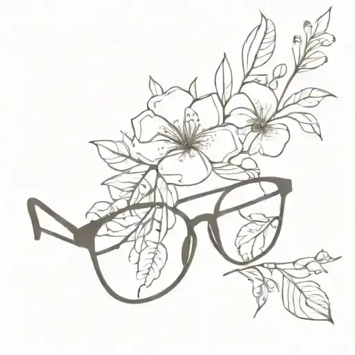 eyeglass with flowers wrapped tattoo design idea