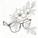 eyeglass with flowers wrapped tattoo design idea