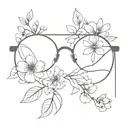 eyeglass with flowers wrapped tattoo design idea