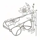 eyeglass with flowers wrapped tattoo design idea