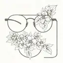 eyeglass with flowers wrapped tattoo design idea