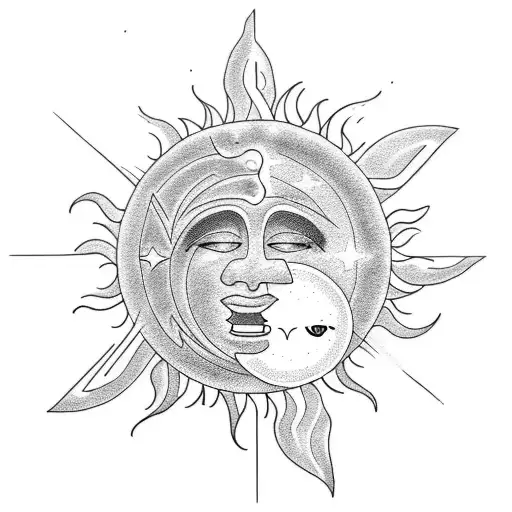sun & moon, 3 stars tattoo design idea
