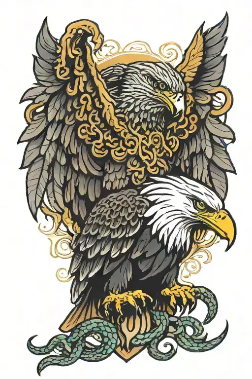 eagle holding snake wrapped tattoo design idea
