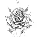 dagger with roses on hip tattoo design idea