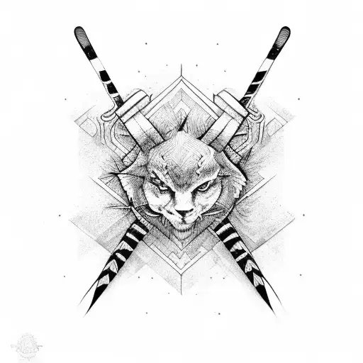 simple line work black and white hockey stick tattoo design idea