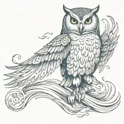 wingspan owl free spirit infinity water waves tattoo design idea