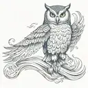 wingspan owl free spirit infinity water waves tattoo design idea