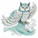 wingspan owl free spirit infinity water waves tattoo design idea
