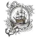 boat and an anchor tattoo design idea