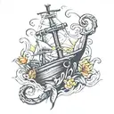 boat and an anchor tattoo design idea