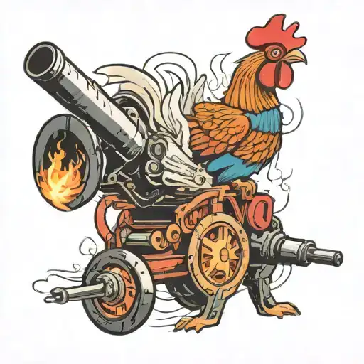 chicken being fired from a cannon tattoo design idea