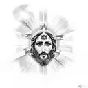 Jesus surrounded by symbols of Arkansas tattoo design idea