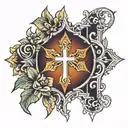 negative space cross tattoo design idea