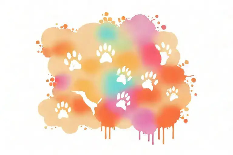 dog paw prints crossing a rainbow bridge   tattoo design idea
