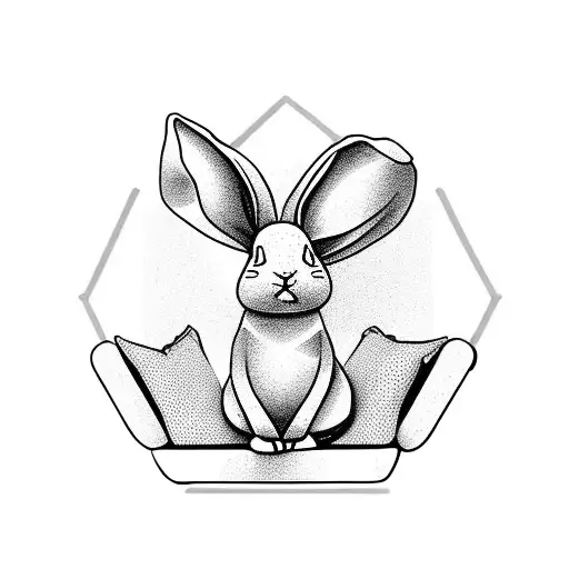 a pink  rabbit lounging in a fainting chair drinking a martini tattoo design idea