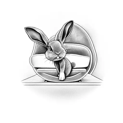 a pink  rabbit lounging in a fainting chair drinking a martini tattoo design idea