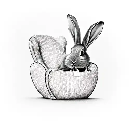 a pink  rabbit lounging in a fainting chair drinking a martini tattoo design idea