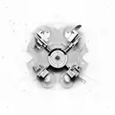 technics turntable Dj and a wall of subs tattoo design idea