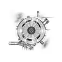 technics turntable Dj and a wall of subs tattoo design idea