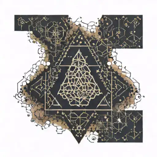 A molecular structure of a chemical compound intertwined with Egyptian hieroglyphics tattoo design idea