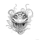 serpiente con flores tattoo design idea