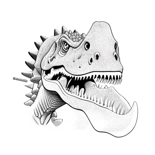 dinosaur wearing cowboy hat singing karaoke  tattoo design idea