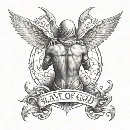 back tattoo that says slave of God tattoo design idea