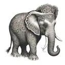 realistic elephant face half on lower back california tattoo design idea