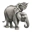 realistic elephant face half on lower back california tattoo design idea