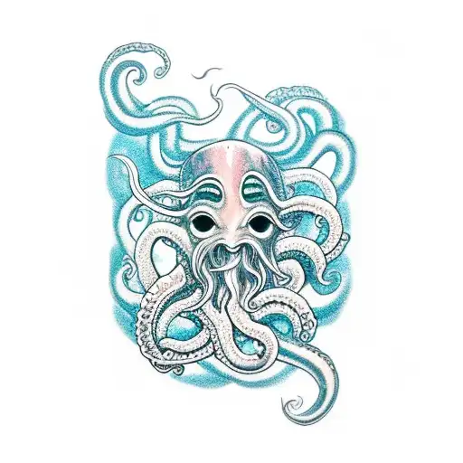 kraken tentacles wrapping around Viking ship, tentacles connect to waist of upside down mermaid Medusa  tattoo design idea
