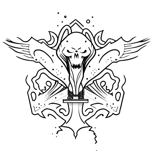 A simple tattoo of a ghost wearing quad skates and doing a cool trick tattoo design idea