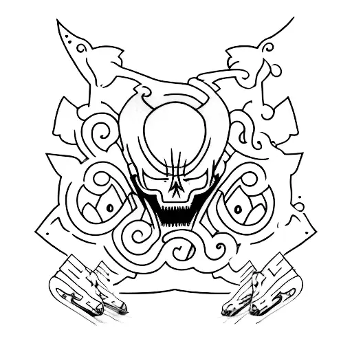A minimalist tattoo of a ghost holding a pair of quad skates tattoo design idea