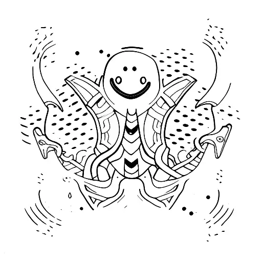 Quad skates with cute ghost patterns tattoo design idea