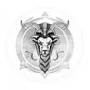 aries ram with viking style symbols tattoo design idea