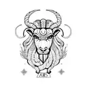 aries ram with viking style symbols tattoo design idea