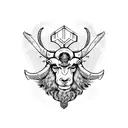 aries ram with viking style symbols tattoo design idea