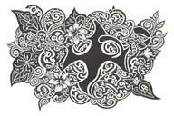 hawaii with catholic cross in the middle and add a sea turtle (fill in most of the rectangle tattoo design idea