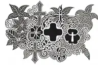 hawaii with catholic cross in the middle and add a sea turtle (fill in most of the rectangle tattoo design idea