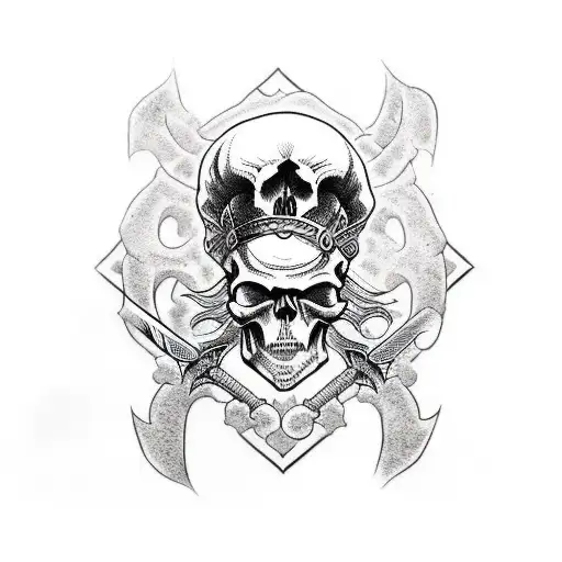 skull with sword tattoo design idea