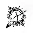 dagger with the names hope, Faith, Elijah and Klaus tattoo design idea