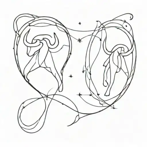 I want a tattoo of the constellations of two astrological signs of Aries and Taurus. minimalist tattoo of fine lines is  tattoo design idea