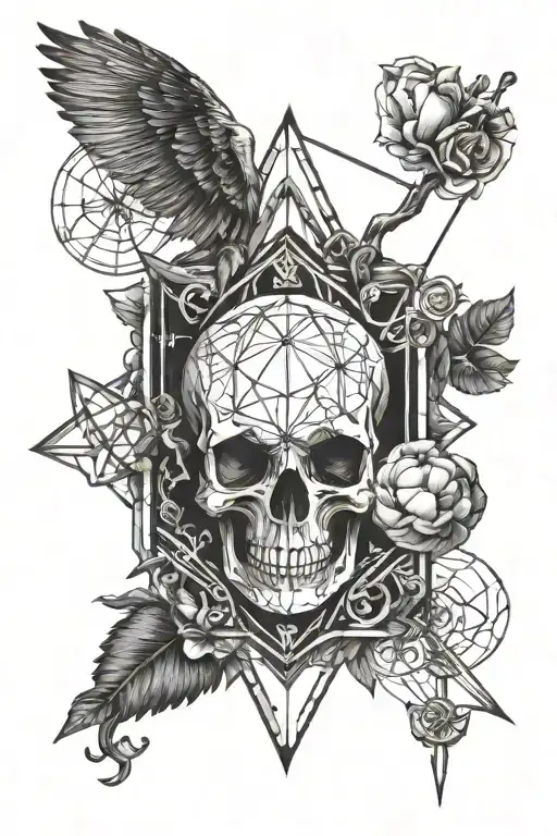 concept tatto design memento mori sign and balance the heart and mind sign tattoo design idea