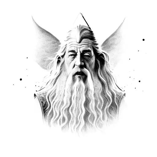 gandalf em dumbledor fight tattoo design idea