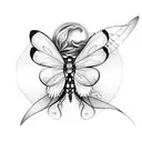 spoon with butterfly, dragonfly, and firefly tattoo design idea