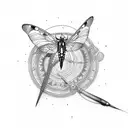 spoon with butterfly, dragonfly, and firefly tattoo design idea
